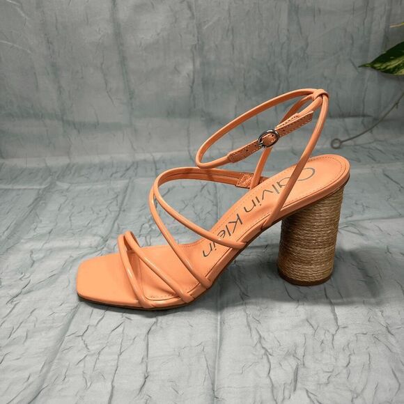 Calvin Klein Women's Sizzle High Block Heel Dress Sandals - Orange 10M - Picture 2 of 6